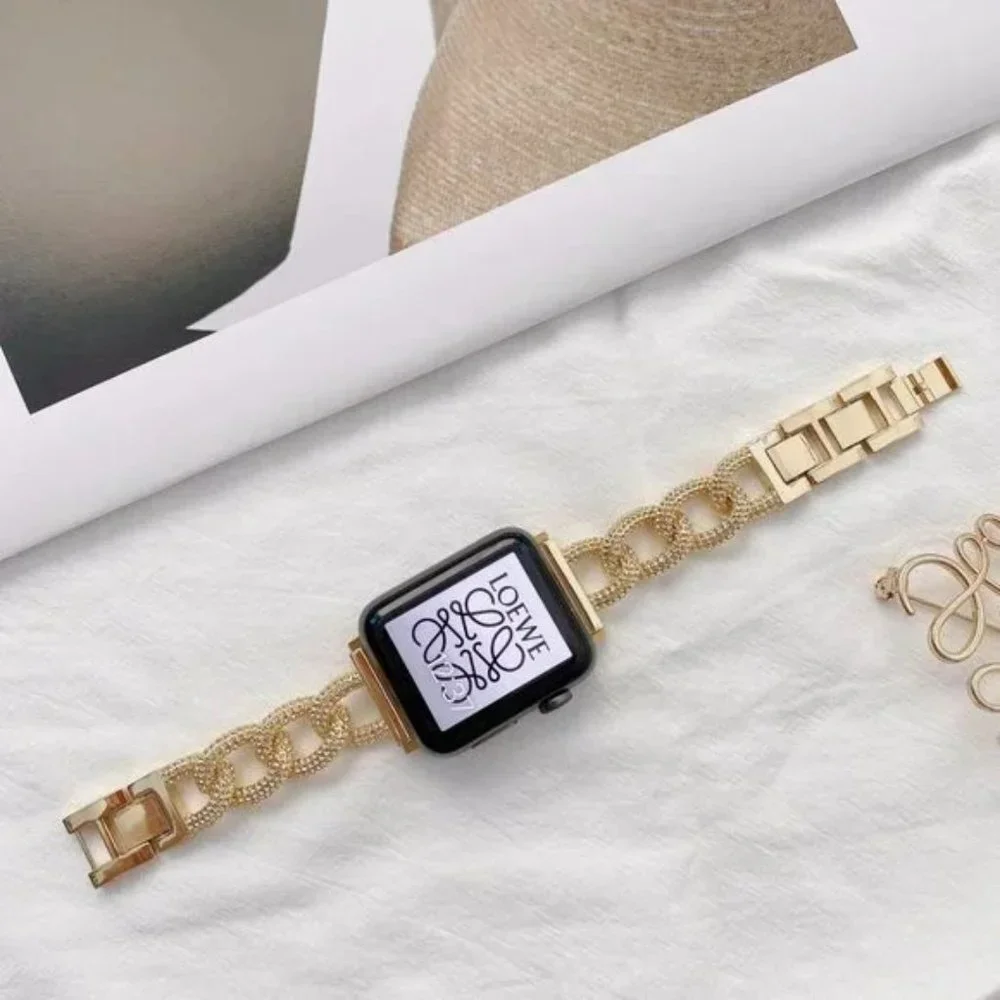 NEW Strap Chain Stainless Band For Apple Watch - Gold - Picture 2 of 7